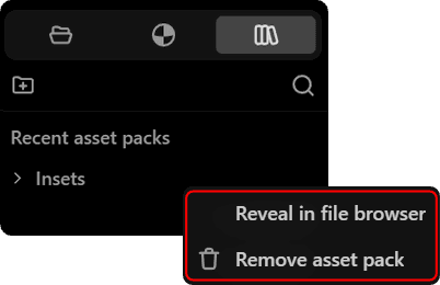 Asset Tab - Asset Pack Options