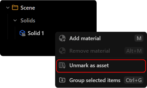 Outliner - Unmark as Asset